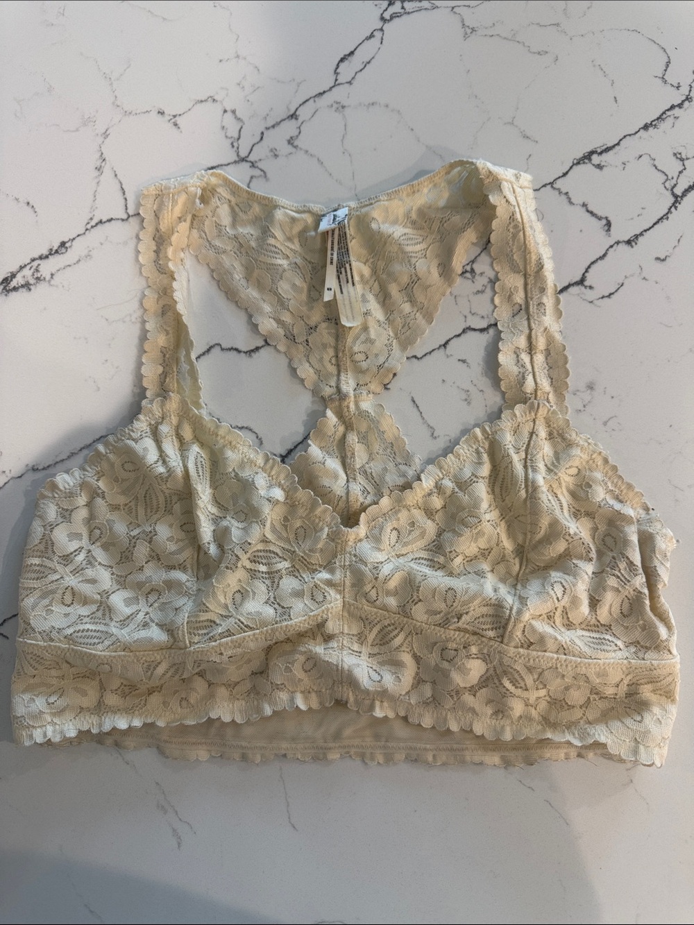 Free People Delicate Lace Racerback Bralette - Cream